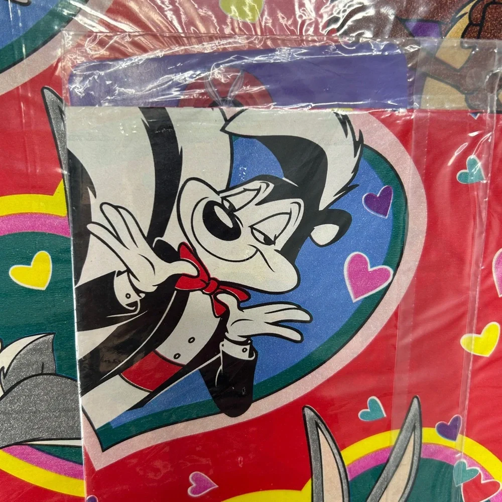 Vintage 90s Gift Wrap Looney Tones Square New Set of 3 Valentine's Day Theme
